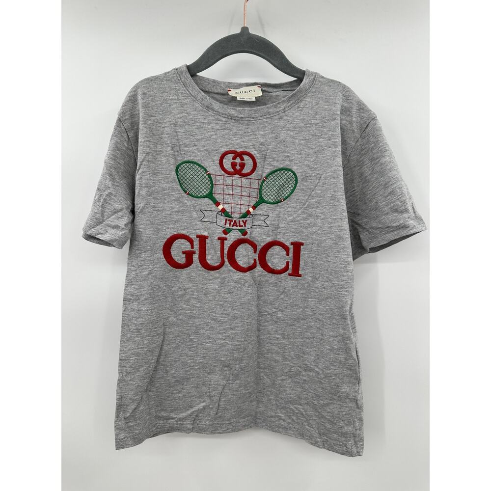 Gucci Children's Tshirt Grey Gucci Tennis Embroidered Unisex Size 6
